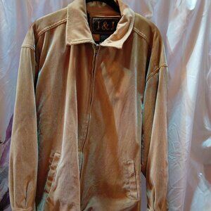 J&J tan corduroy zip up jacket mens medium